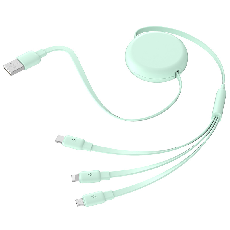 3 in 1 Retractable Car & iPhone Charger Cord, Type C/L/Micro&nbsp;USB